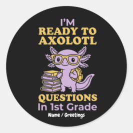 Redo att axolotla frågor första klass roligt  runt klistermärke