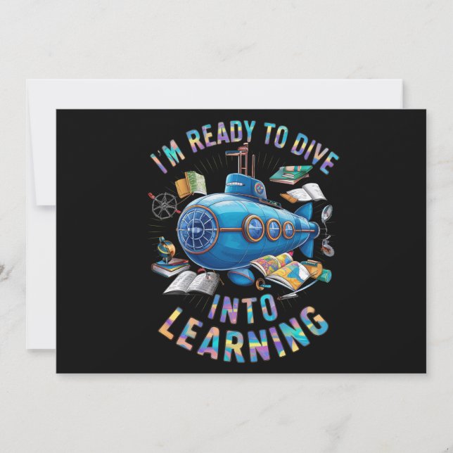 Redo att dyka in i lärande tillbaka till skolan ub inbjudningar (Framsida)