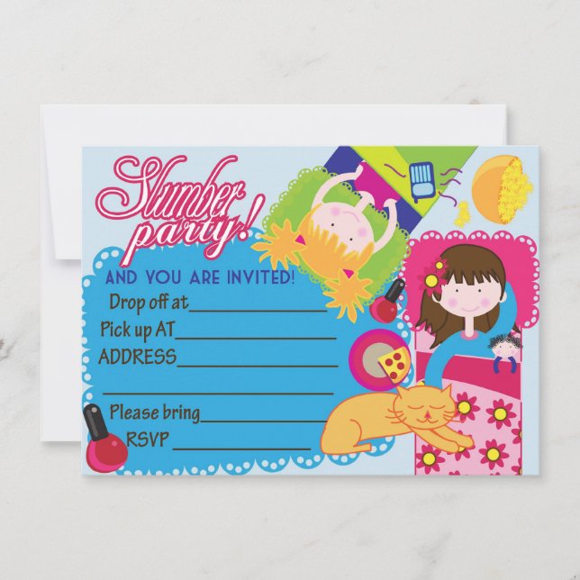 Redo att fylla Slumberflickor som sover över party Inbjudningar (Framsida)