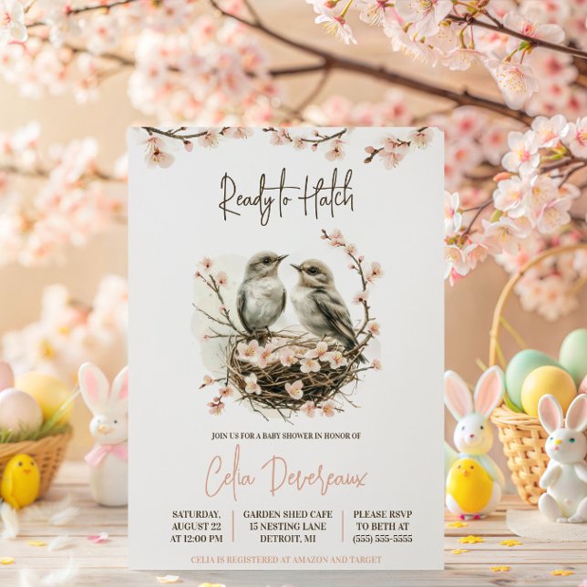 Redo att kläckas! Söt fågelbaby shower Inbjudningar (Skapare uppladdad)