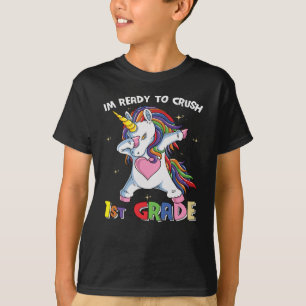 Redo att Krossa 1:a Klass Söt Enhörning Skolbarn T Shirt