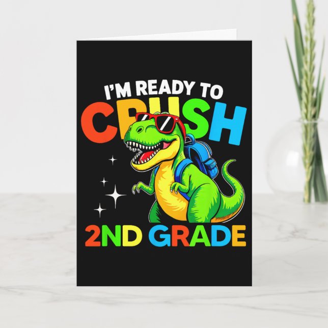 Redo att krossa 2:a klass dinosaurie första dagen  kort (Framsida)