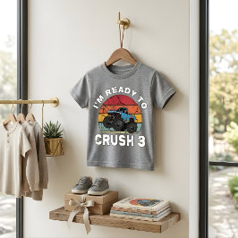 Redo att Krossa 3 Monster Truck Födelsedags T-Shir T Shirt