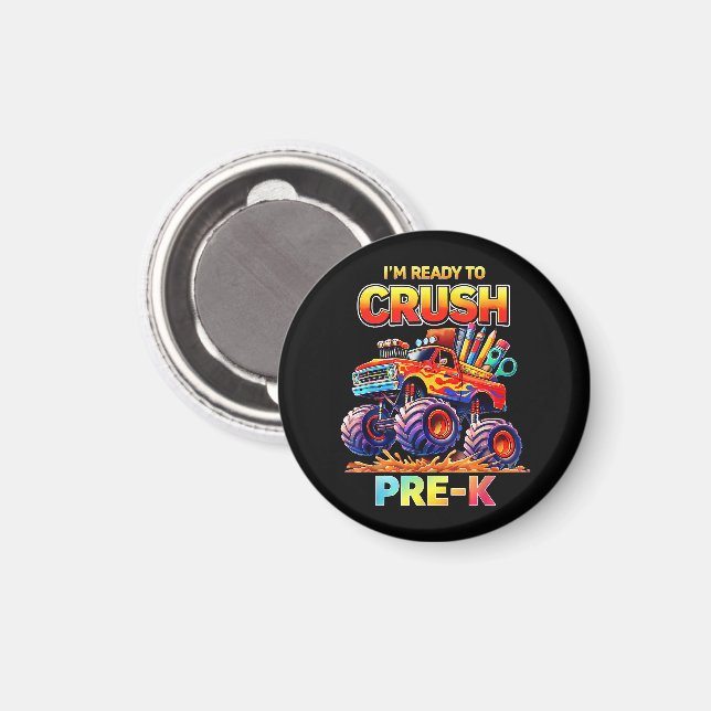 Redo att Krossa Förskola Monstertruck Tillbaka til Magnet (Front/Back)