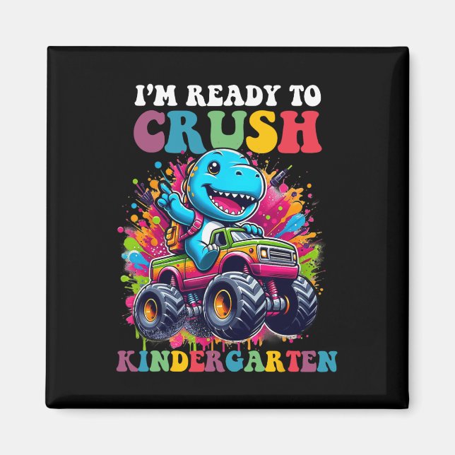 Redo att krossa förskole dinosaurie lastbil design magnet (Framsidan)