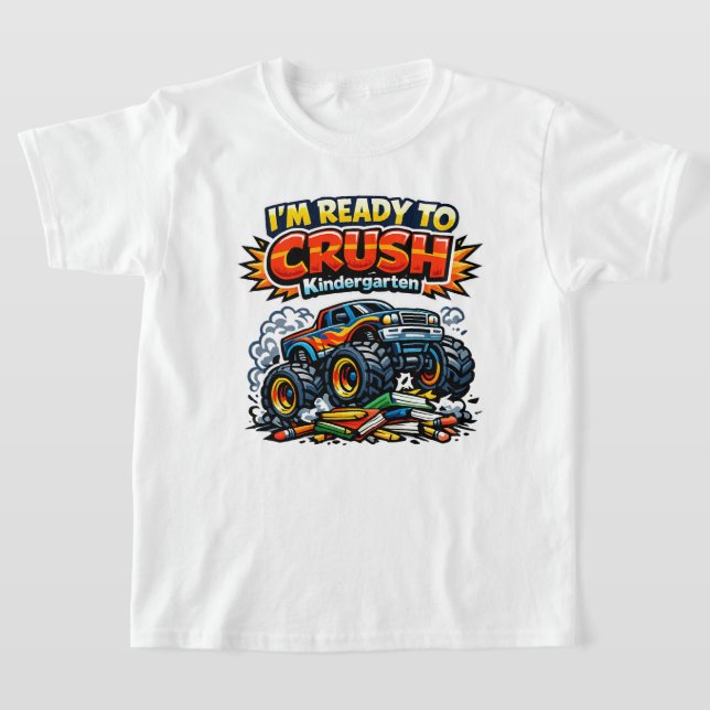 Redo att Krossa Förskole Monstertruck  T Shirt (Laydown)