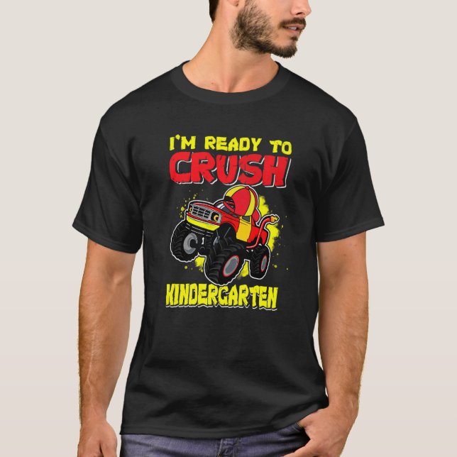 Redo att krossa Kindergarten första Monsterdagen t T Shirt (Framsida)