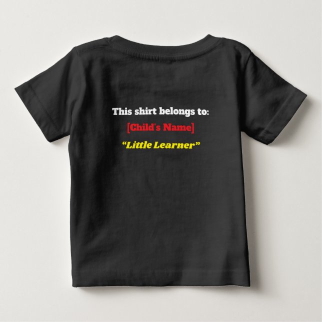 "Redo att lära, redo att lysa!" – Söt förskole- T Shirt (Baksida)