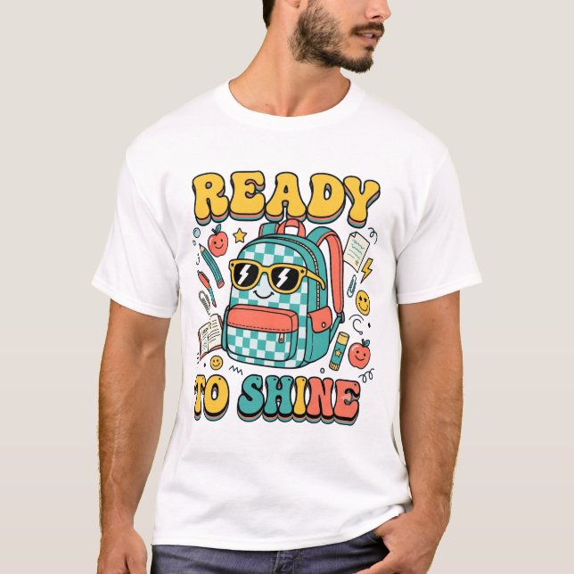 Redo att lysa ryggsäck  t shirt (Framsida)