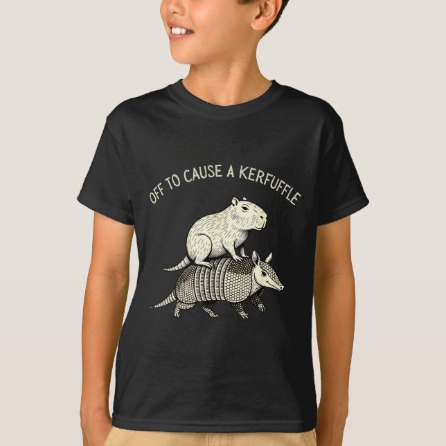 Redo att orsaka en röra rolig capybara bältpadds t shirt (Framsida)