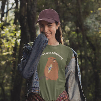 Redo att Orsaka en Uppståndelse Murmeldjur med Trä T Shirt