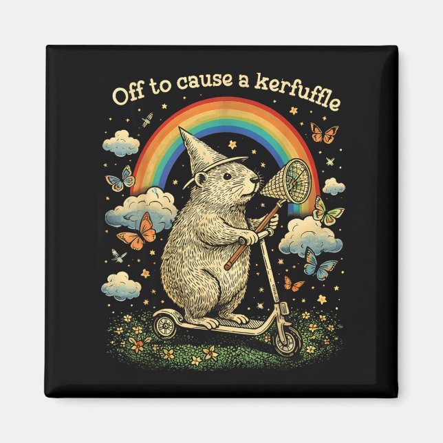 Redo att Orsaka en Uppståndelse Rolig Capybara Sco Magnet (Framsidan)