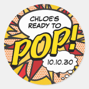 Redo att POP Baby Shower Kul Modern Runt Klistermärke