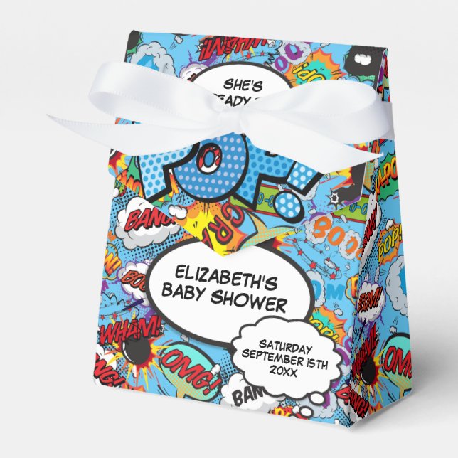 Redo att Poppa Baby Shower Blå Tecknad Serie Presentaskar (Framsidan Sidan)