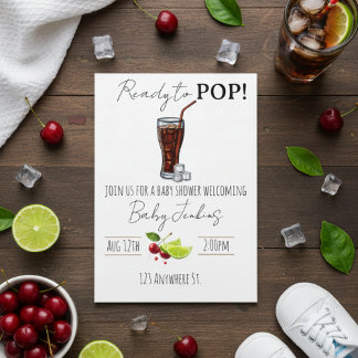 Redo att poppa! Baby shower inbjudan