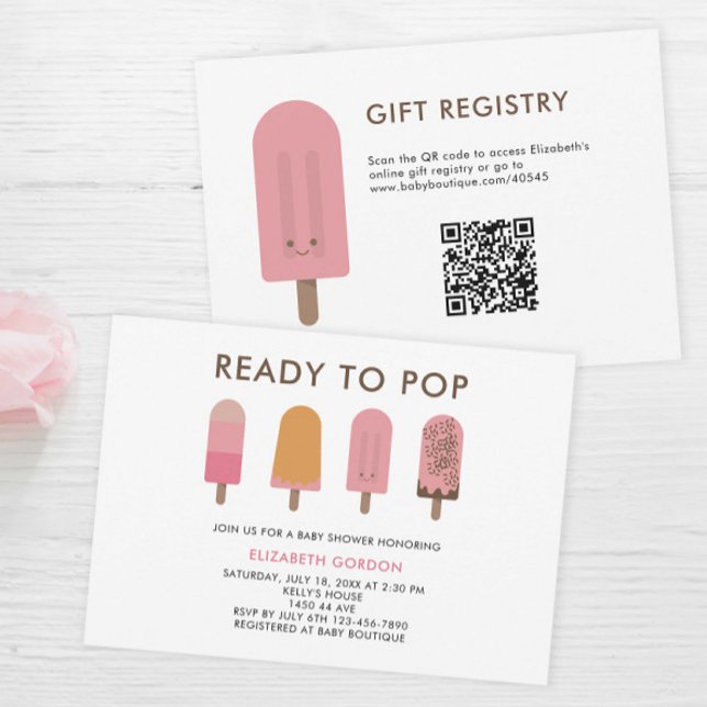 Redo att Poppa Baby Shower QR Code Registry Popsic Inbjudningar (Skapare uppladdad)