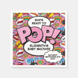 Redo att Poppa Baby Shower Rosa Serietidning Pappersservett