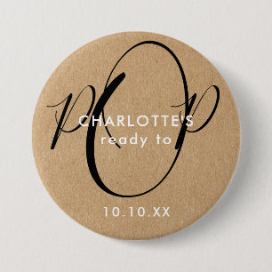 Redo att Poppa Baby Shower Rustik Kraft Chic Skrif Knapp