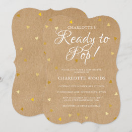 Redo att Poppa Guldhjärtan Baby Shower Rustik Kraf Inbjudningar