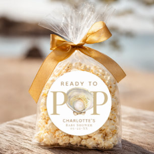 Redo att Poppa Lilla Pärlon Hav Baby Shower Favor Runt Klistermärke