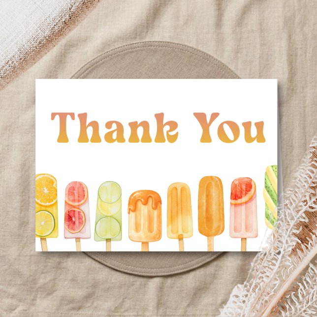 Redo att Poppa Pinnstång Baby Shower Tack Kort (Popsicle Summer Baby Shower Thank You Card)