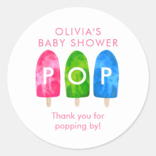 Redo att Poppa Pinnstång Baby Shower Tack Runt Klistermärke