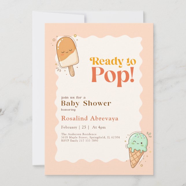 Redo att Poppa Söt Popsicle Sommar Bebis Shower Inbjudningar (Framsida)