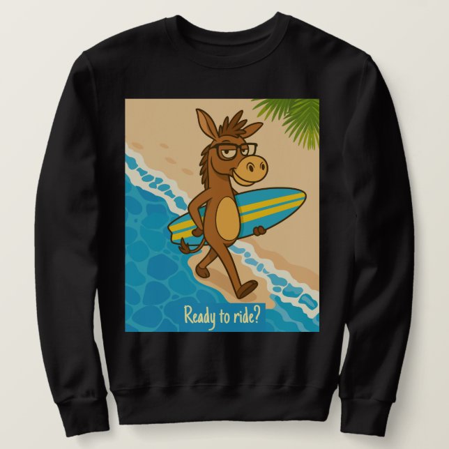Redo att rida? Svetttröjor surf rolig djur  Lång Ärmad Tröja (Design framsida)