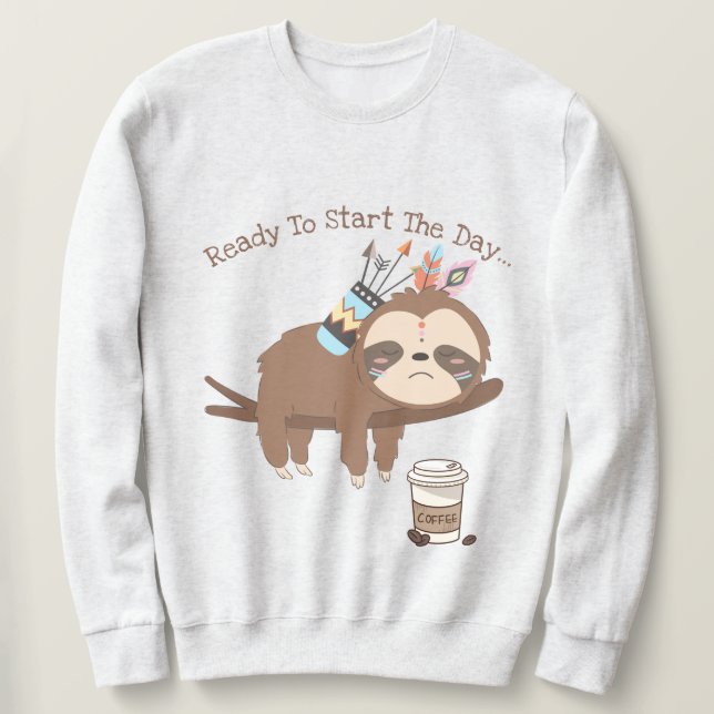 Redo att starta dagen lång ärmad tröja (Design framsida)