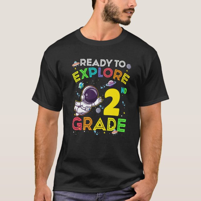 Redo att utforska 2:a klass söta astronaut barn po t shirt (Framsida)