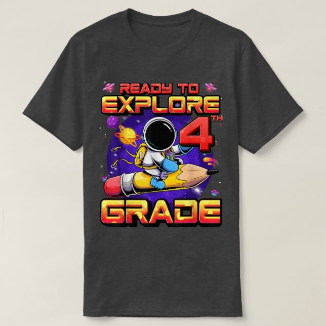 Redo att utforska 4:e Klass-astronaut tillbaka til T Shirt (Design framsida)
