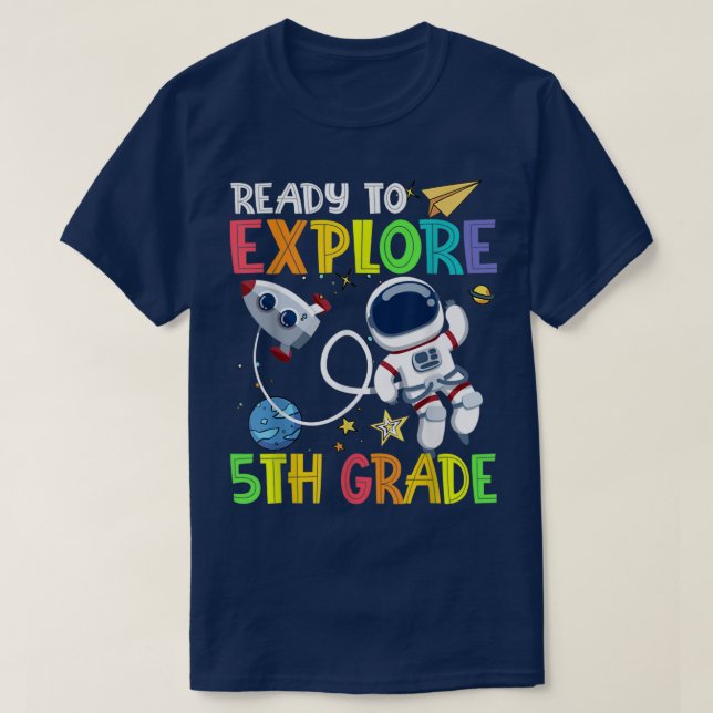 Redo att utforska 5:e Klass-astronaut tillbaka til T Shirt (Design framsida)
