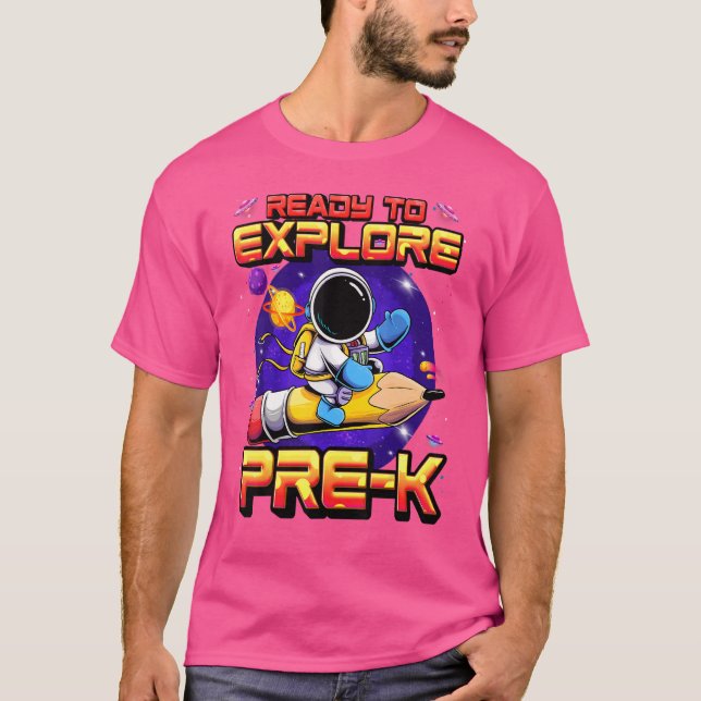 Redo att utforska förK astronaut Back to school r T Shirt (Framsida)