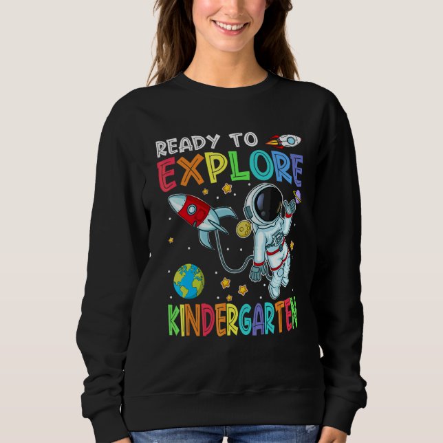 Redo att utforska förskoleklass Söt astronaut bak  T Shirt (Framsida)