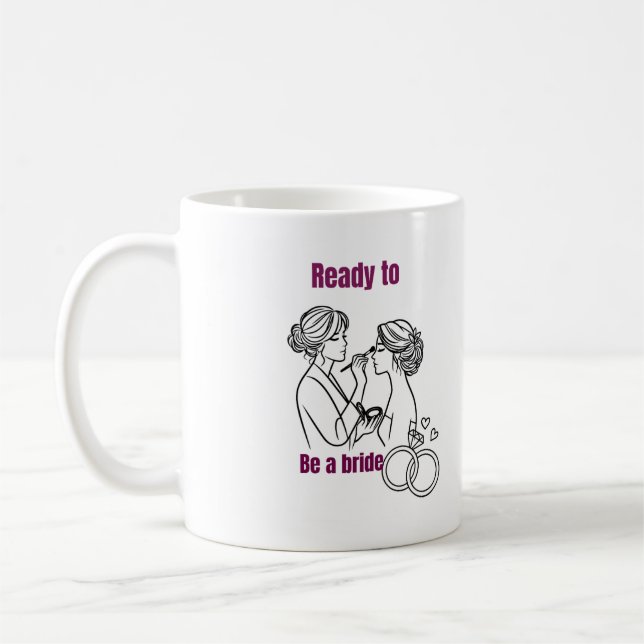 Redo att vara brudmugg, bröllopsgåva för brud kaffemugg (Vänster)
