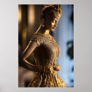 Redo - Bronze Statue - AI Fantasy Art Porträtt Poster