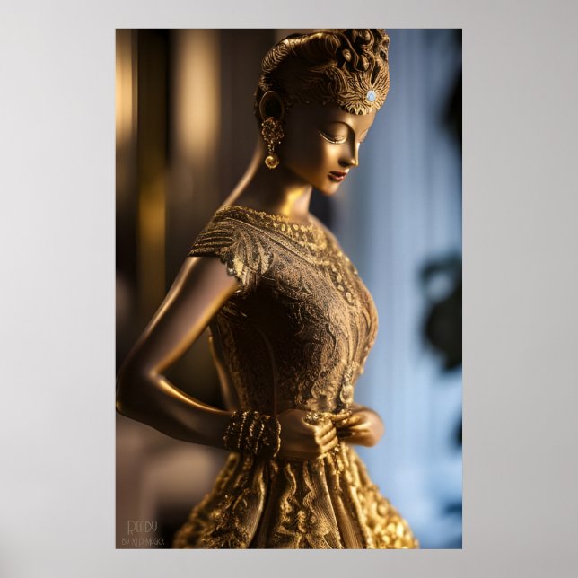 Redo - Bronze Statue - AI Fantasy Art Porträtt Poster (Framsidan)