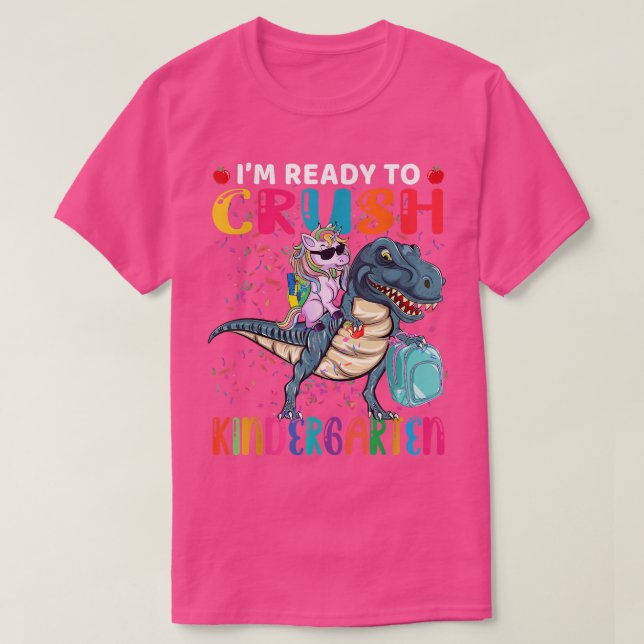 Redo Crush Kindergarten Cute Unicorn T Red Back T Shirt (Design framsida)