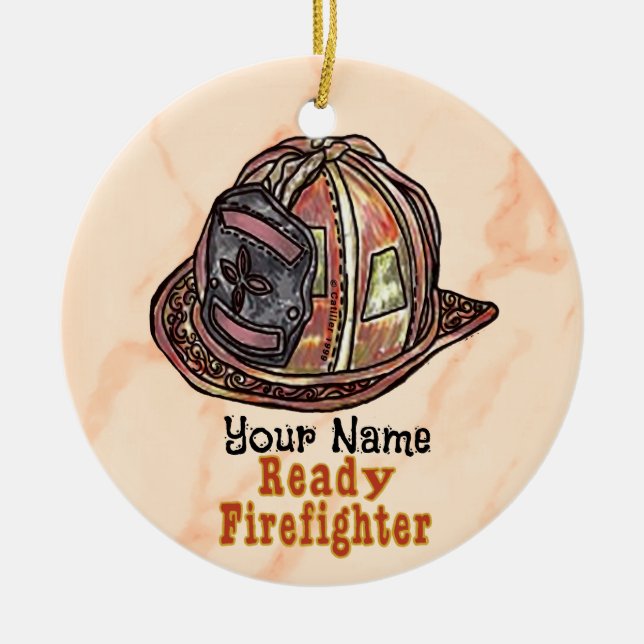 Redo Firefighter-ornament Julgransprydnad Keramik (Framsidan)