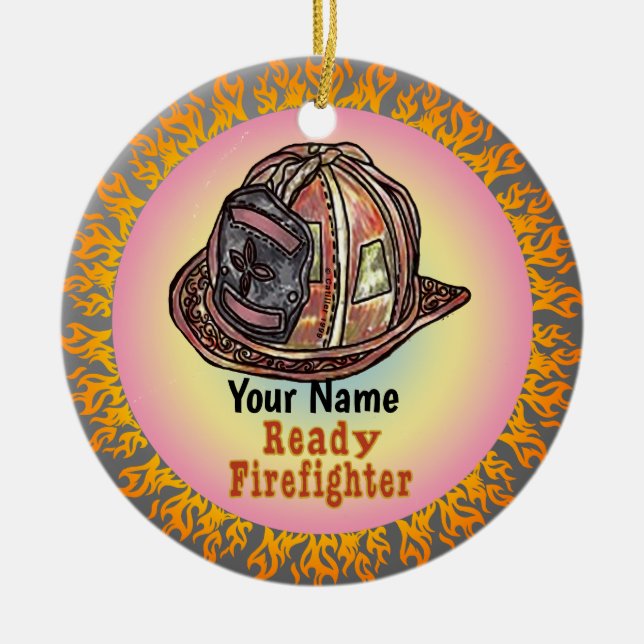 Redo Firefighter-ornament Julgransprydnad Keramik (Framsidan)