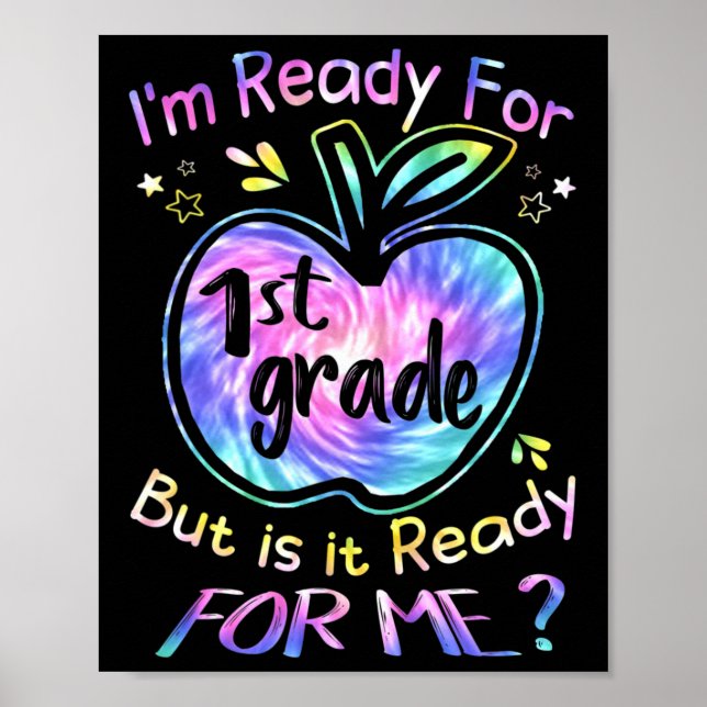 Redo För 1:a Klass Tie Dye Tillbaka Till Skolan He Poster (Framsidan)