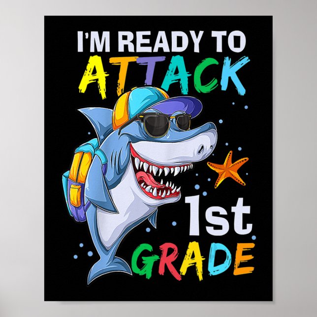 Redo för att angripa Klass 1:a Shark Back to schoo Poster (Framsidan)