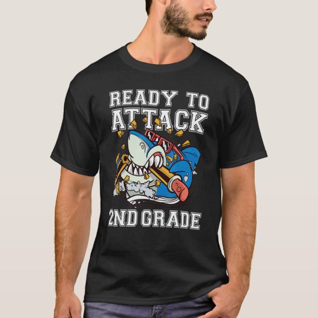 Redo för att attackera andra Klass-ankarhaj tillba T Shirt (Framsida)