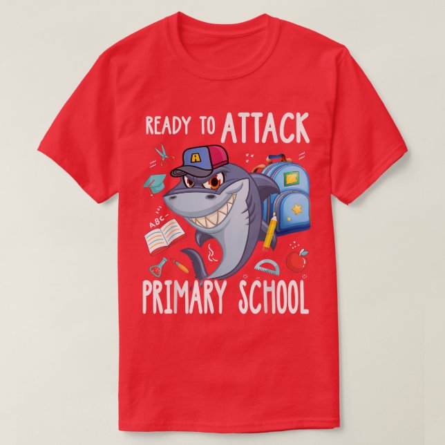 Redo för att attackera grundskolan Första skoldage T Shirt (Design framsida)