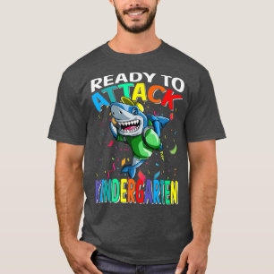Redo för att attackera Kindergarten Shark Back to T Shirt