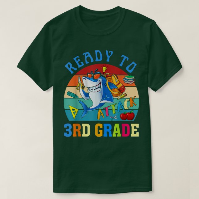 Redo för att attackera tredje Klass Shark Back to  T Shirt (Design framsida)