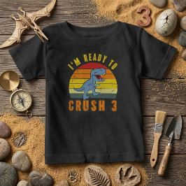 Redo för att krossa 3 Dinosaurie Födelsedags T-Shi T Shirt