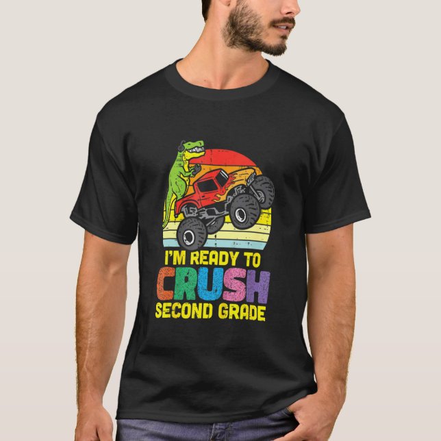 Redo för att krossa andra Klass Dino Monster Lastb T Shirt (Framsida)