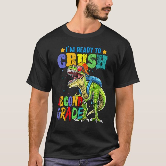 Redo för att krossa andra Klass dosinosaur-rex til T Shirt (Framsida)