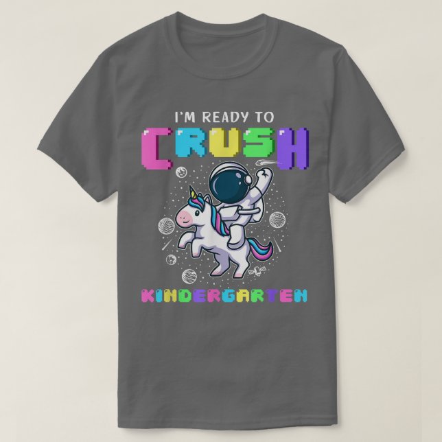 Redo för att krossa Kindergarten Astronaut Riding  T Shirt (Design framsida)